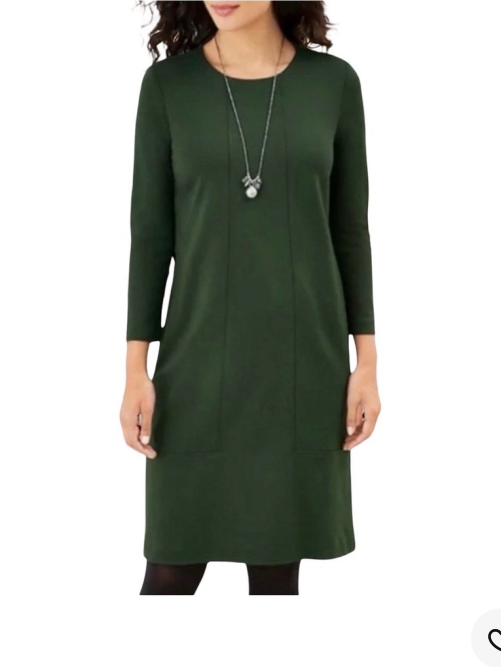 J.Jill Classic Forest Green Long Sleeve Shift Dress Ponte Sz L